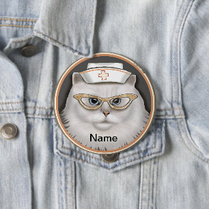 Badge Rond 10 Cm Épingle de l'infirmière de chat perse