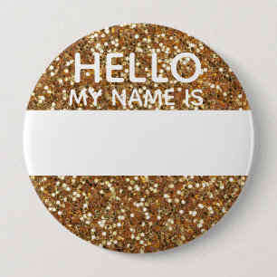 Badge Rond 10 Cm Épingle d'identité Bonjour Mon Nom Est à paillette
