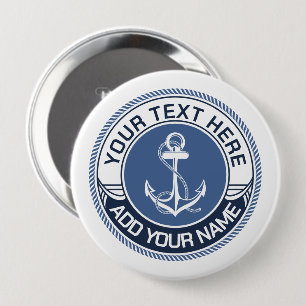 Badge Rond 10 Cm Épinglette à bordure de corde bleue et blanche d'a