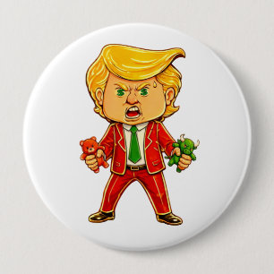Badge Rond 10 Cm Épinglette Trump joyeuse drôle Mème Trump Taureau