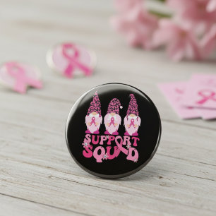 Badge Rond 10 Cm Équipe de soutien Ruban rose Gnomes contre le canc