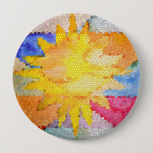 Badge Rond 10 Cm Étoile Brillante Soleil Couleur Heureuse Étoile En
