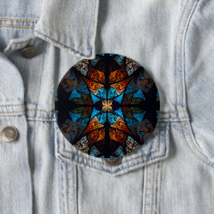 Badge Rond 10 Cm Étoile matelassée abstraite en bleus