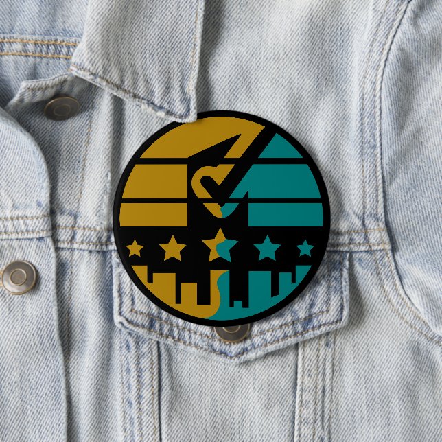Badge Rond 10 Cm Étoiles d'approbation - Une perspective moderne (En situation)