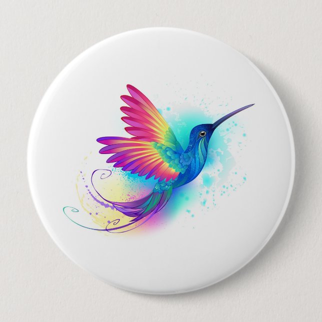 Badge Rond 10 Cm Exotic Rainbow Hummingbird (Devant)