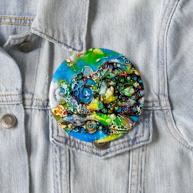 Badge Rond 10 Cm Façons De Vivre - Art Neurographique 7 (En situation)