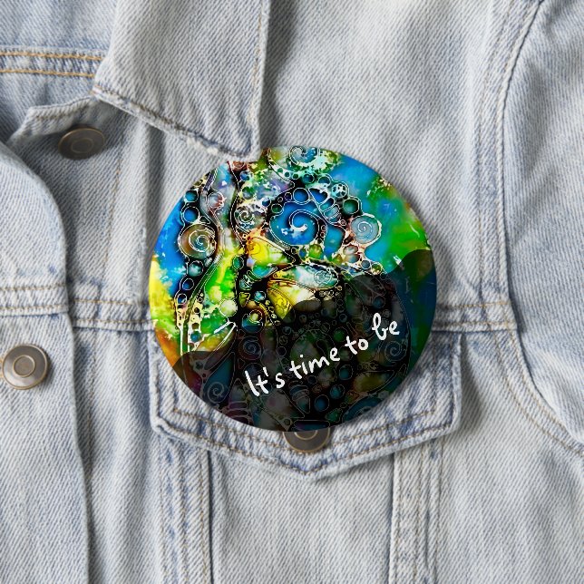 Badge Rond 10 Cm Façons De Vivre - Art Neurographique 7 (En situation)