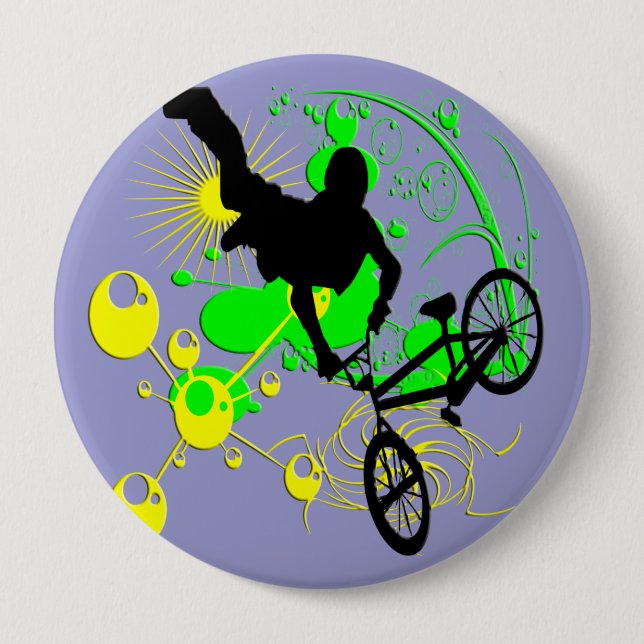 Badge Rond 10 Cm Faire du vélo extrême (Devant)