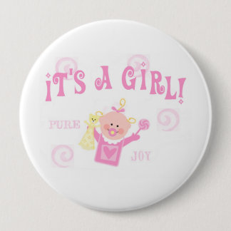 Badge Rond 10 Cm Faire-part de bouton de bébé de fille