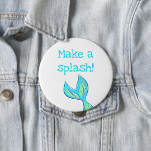 Badge Rond 10 Cm Faites un Splash ! Bleu ciel
