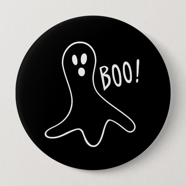 Badge Rond 10 Cm Fantôme mignon Booo de Halloween (Devant)