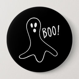 Badge Rond 10 Cm Fantôme mignon Booo de Halloween