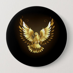Badge Rond 10 Cm Faux Gold Foil Peace Dove en noir