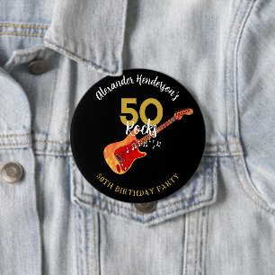 Badge Rond 10 Cm Fête d'anniversaire des 50 ans du Rock and Roll