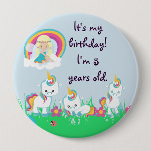 Badge Rond 10 Cm Fête d'anniversaire personnalisée de licorne