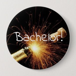 Badge Rond 10 Cm fête de bachelor en bouteille de champagne