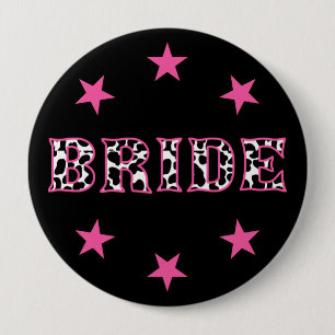 Badge Rond 10 Cm Fête de Fiançailles de la Mariée Disco Cowgirl
