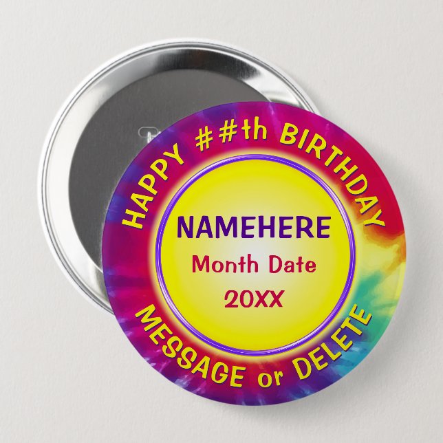 Badge Rond 10 Cm Fête de teinture personnalisée pour enfants, adult (Devant & derrière)