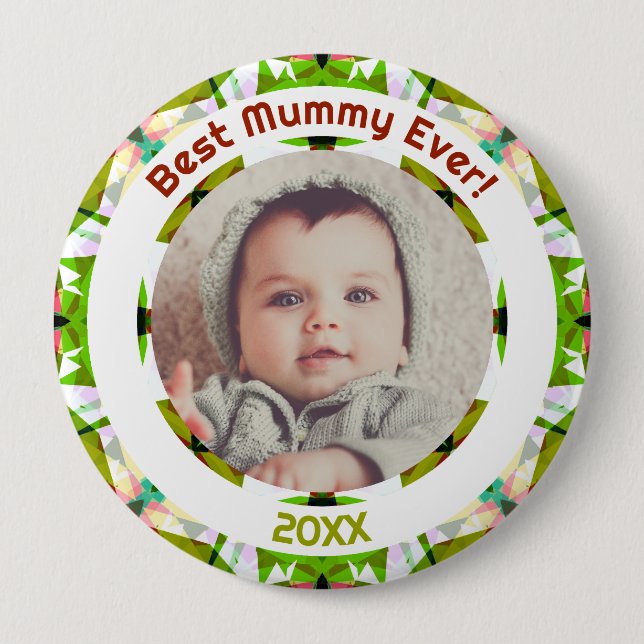 Badge Rond 10 Cm Fête des mères Meilleure maman Ever bébé Enfants P (Devant)