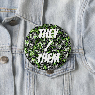 Badge Rond 10 Cm Fière de l'identité Agender Groovy Trippy Grungy F