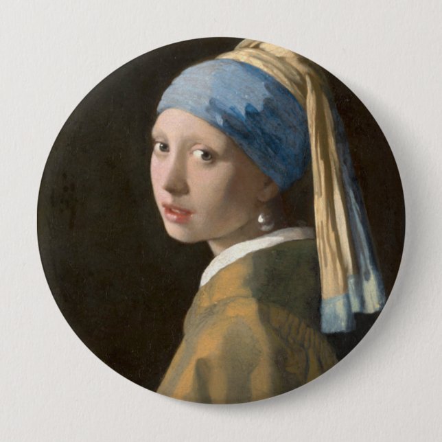 Badge Rond 10 Cm Fille avec une oreille perle (Devant)
