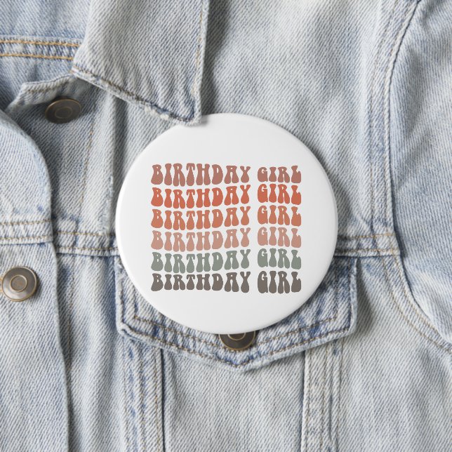 Badge Rond 10 Cm Fille d'anniversaire super (En situation)