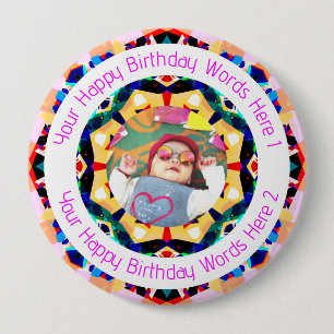 Badge Rond 10 Cm Filles Garçons Joyeux Anniversaire Étoile Âge Pers