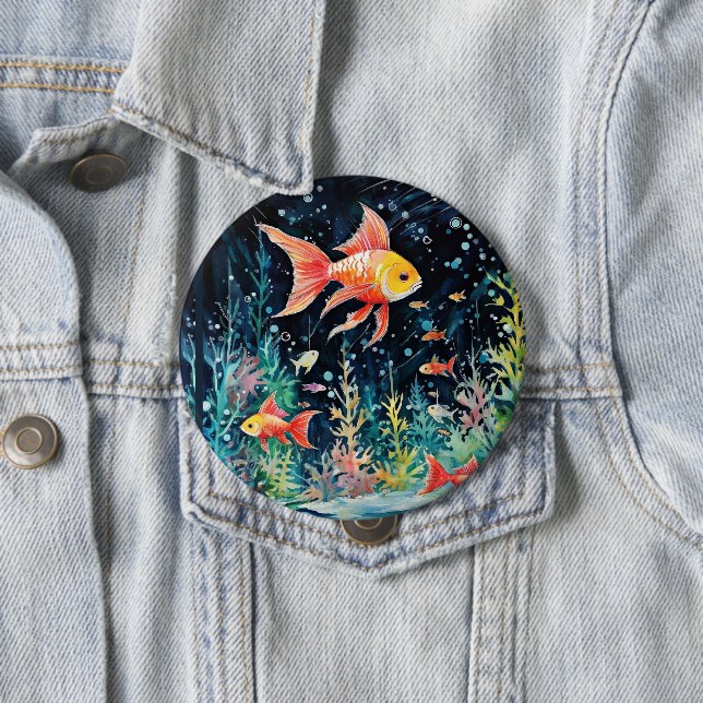 Badge Rond 10 Cm Fish Dreamland, perfection aquarium, (En situation)