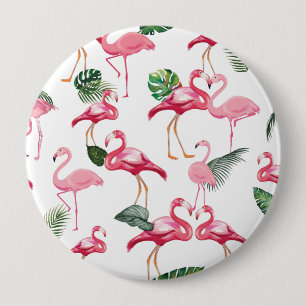 Badge Rond 10 Cm Flamants roses Love Motif