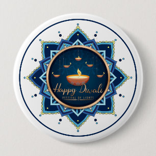 Badge Rond 10 Cm Flamme céleste - Diwali Mandala