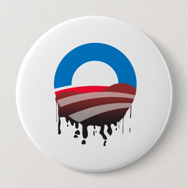 Badge Rond 10 Cm Flaque d'huile d'Obama (Devant)