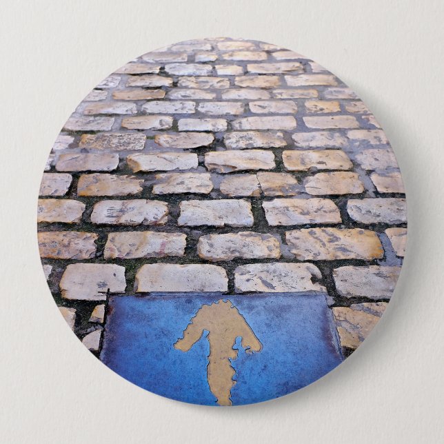 Badge Rond 10 Cm Flèche jaune (Devant)