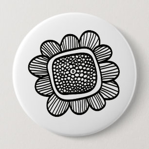 Badge Rond 10 Cm Fleur de Doodle