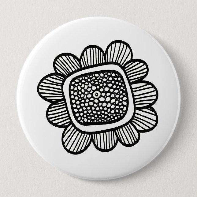 Badge Rond 10 Cm Fleur de Doodle (Devant)