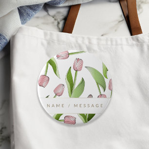 Badge Rond 10 Cm Fleur de tulipe rose moderne personnalisée