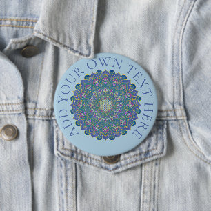 Badge Rond 10 Cm Fleur de Vie - Mandala de style indien 1
