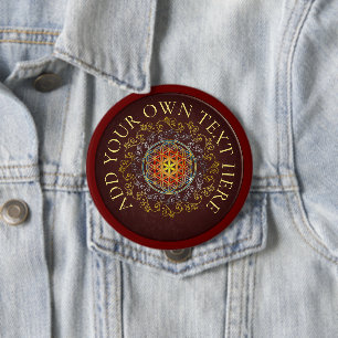 Badge Rond 10 Cm Fleur De Vie - Ornements Vintages Mandala 1
