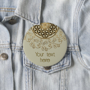 Badge Rond 10 Cm Fleur De Vie - Ornements Vintages Mandala 2