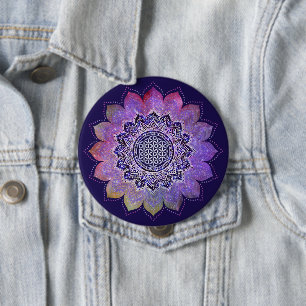 Badge Rond 10 Cm Fleur de vie - Style Vintage Galaxy Espace 1