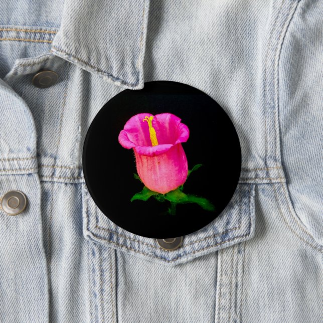 Badge Rond 10 Cm Fleur rose Fleur noire TOUTES TAILLES (En situation)
