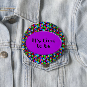 Badge Rond 10 Cm FLEURS DE VIE - gradients multicolores motif 2