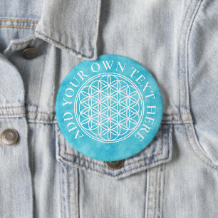 Badge Rond 10 Cm FLEURS DE VIE - Symbole de géométrie sacrée plan 2