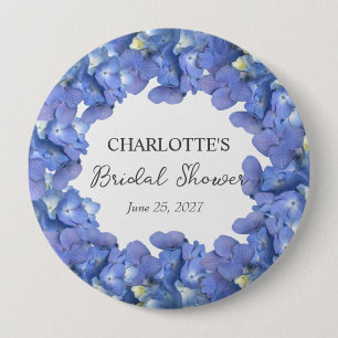 Badge Rond 10 Cm Fleurs d'Hortensia Bleu Personnalisées pour la Mar