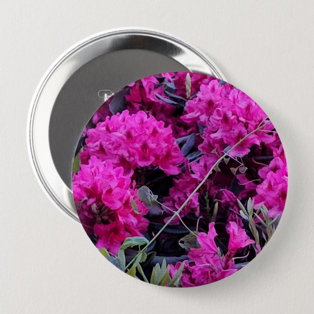 Badge Rond 10 Cm Fleurs roses Rhododendron (Devant & derrière)