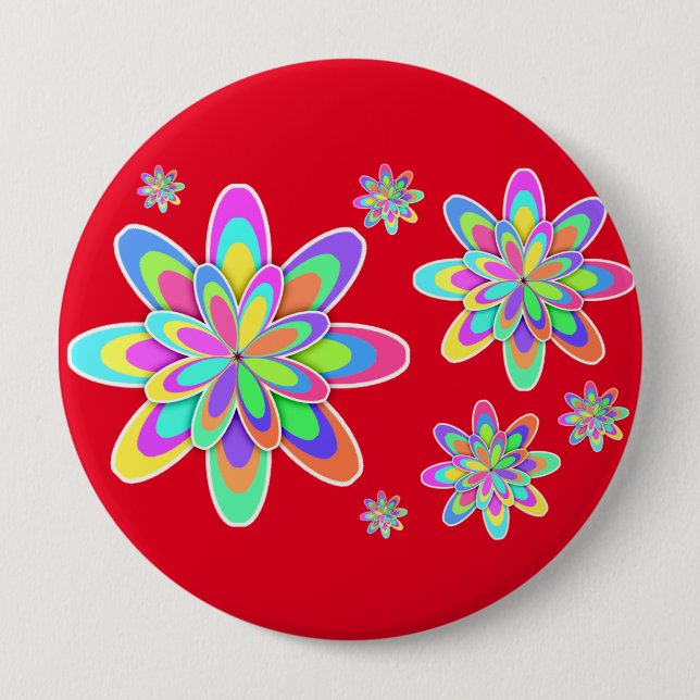 Badge Rond 10 Cm Fleurs super (Devant)