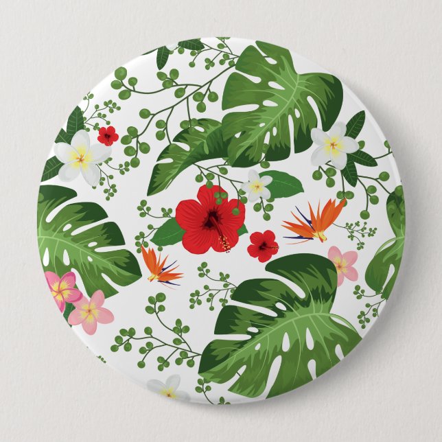Badge Rond 10 Cm Fleurs tropicales Arrière - plan 2 (Devant)