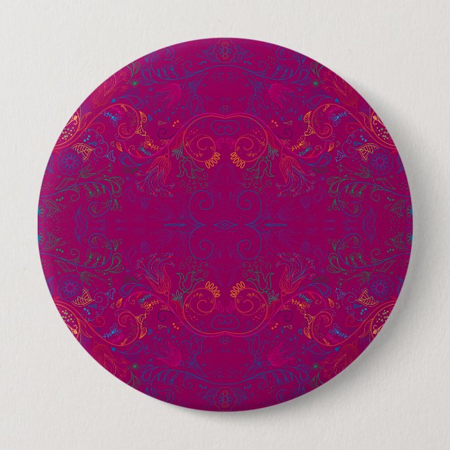 Badge Rond 10 Cm Floradore - Fuchsia (Devant)
