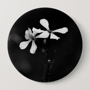 Badge Rond 10 Cm floral noir et blanc minimal