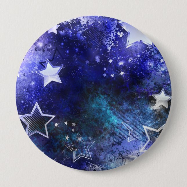 Badge Rond 10 Cm Fond spatial avec étoiles (Devant)