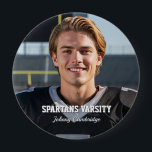 Badge Rond 10 Cm Football Team Player Custom Photo Buttons<br><div class="desc">Let your team spirit soar! These custom photo buttons supporting your favorite player will be the hit of the ball game. Upload your photo and edit the text to include Team name, Player name, or customize to suit your style. Available in multiple sizes and shapes so your team member is...</div>